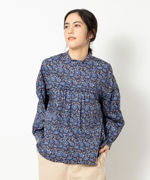 セール】 リバティプリントフリル切替ブラウス （シャツ・ブラウス