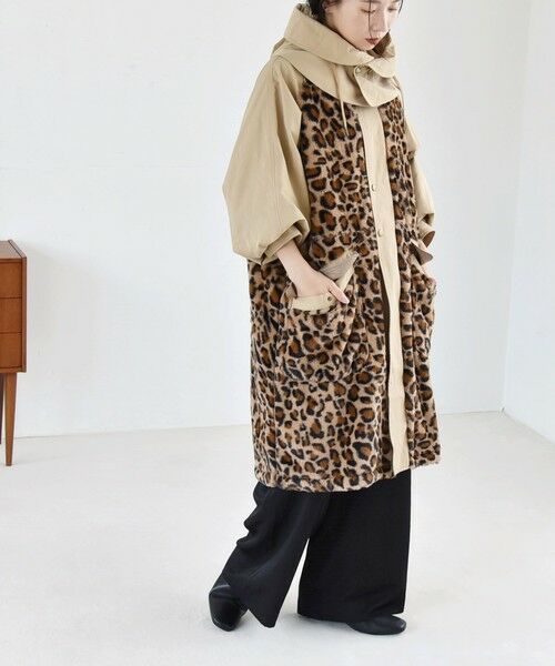 セール】 quaranciel: ポリエステル フェイク ファー ボア フーデッド