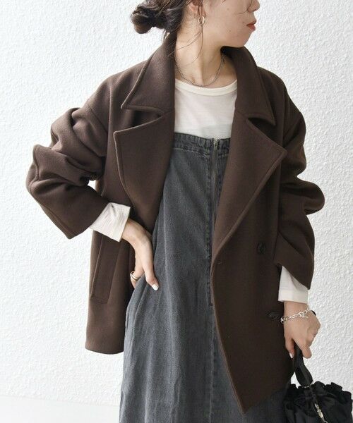 セール】 SHIPS any: ウール ミックス コクーン ショート Pコート