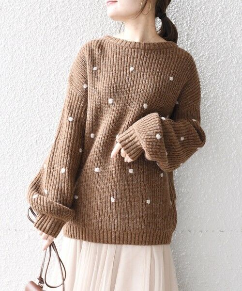 セール】 【WEB限定】〈手洗い可能〉ドットニットプルオーバー