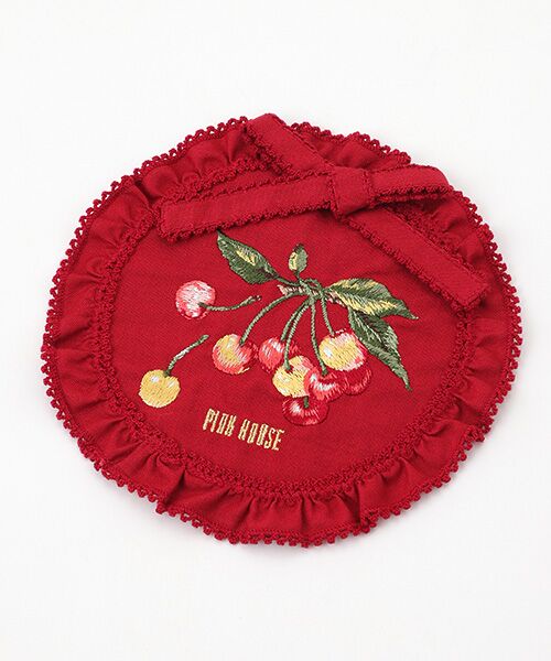 セール】 野ばらとチェリー刺繍ワッペン （ブローチ・コサージュ