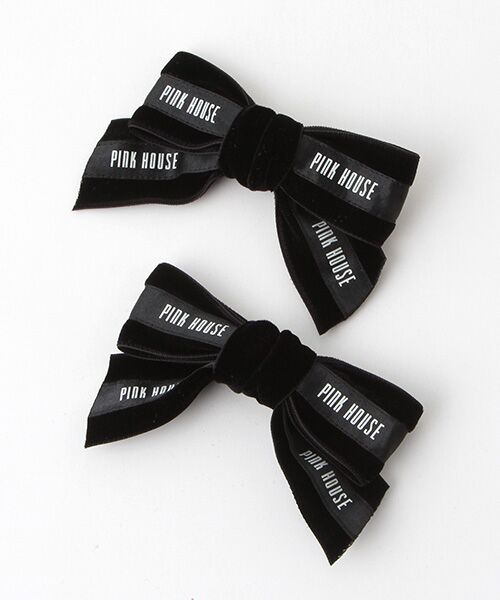 PINK HOUSE×misako&erinko】 ロゴ入りベルベットリボンクリップセット