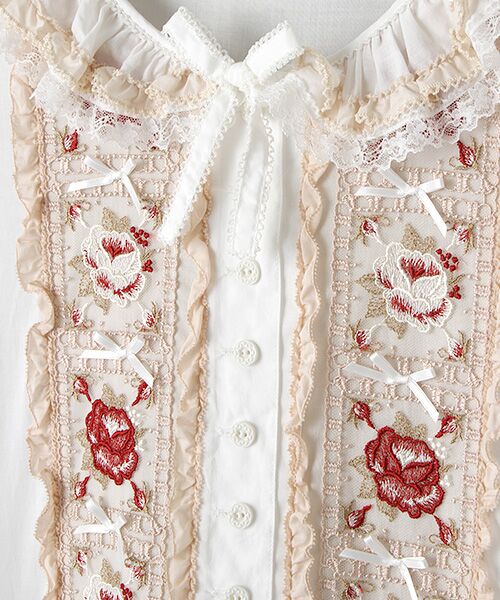 ローズチュールレース使いパッチワーク風ワンピース （ロング・マキシ