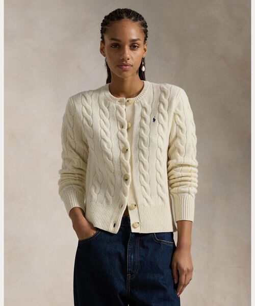 ケーブルニット ウールカシミヤ カーディガン （カーディガン・ボレロ