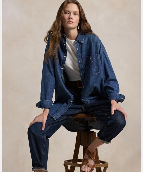 オーバーサイズ フィット デニム シャツ （シャツ・ブラウス）｜POLO