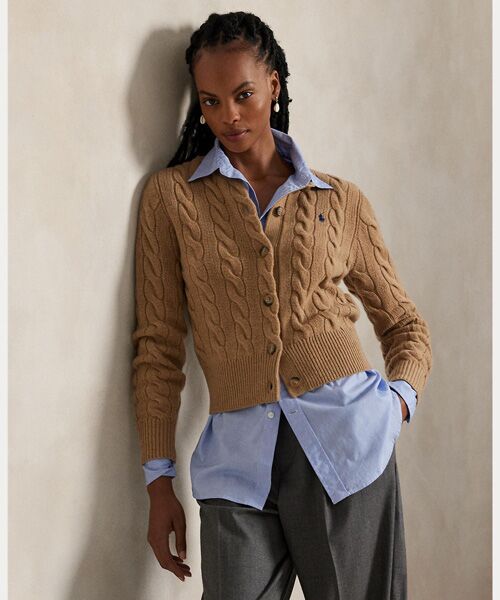 ケーブルニット ウールカシミヤ カーディガン （カーディガン・ボレロ