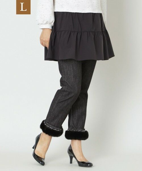 セール】 【L】フェイクファー ストレッチデニムパンツ （その他パンツ