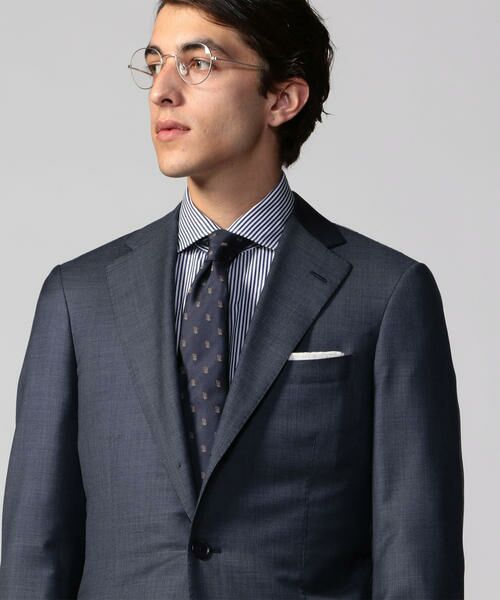 セール】 Super170'sウールシルクツイル 段返り3Bスーツ LORO PIANA