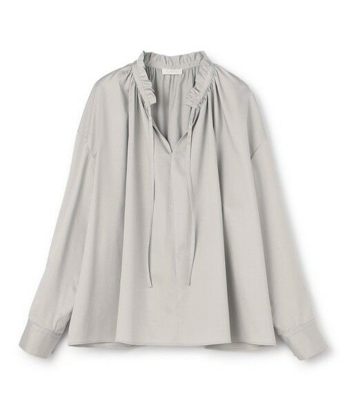 セール】 ハイカウントサテン ネックフリルブラウス （シャツ