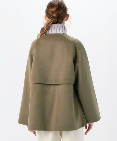 セール】 ウールダブルフェイス ショートノーカラーコート （その他