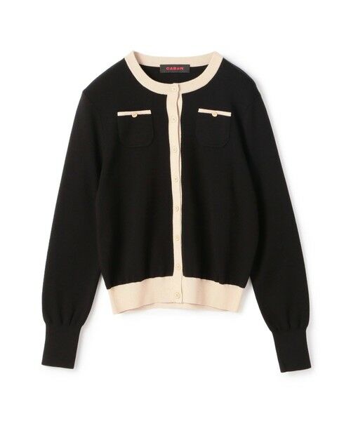 コットンカシミヤ バイカラークルーネックカーディガン （カーディガン