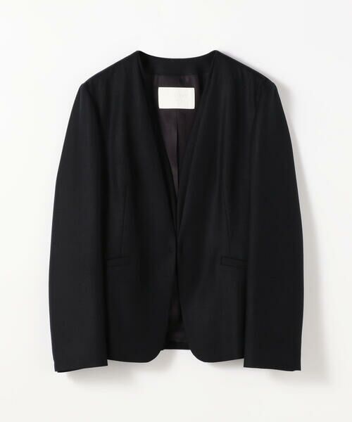 セール】 ウールサキソニー ノーカラージャケット （ノーカラー