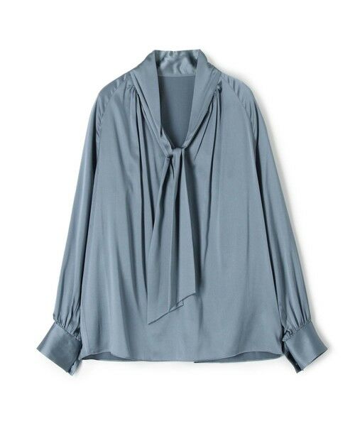 セール】 ウォッシャブルサテン ボウタイギャザーブラウス （シャツ