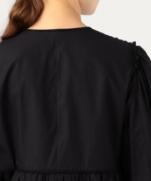 セール】 ブラックコンビネーション ペプラムブラウス （シャツ
