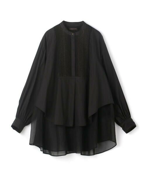 セール】 ブラックコンビネーション タックティアードシャツ （シャツ