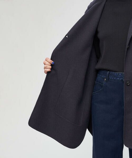 セール】 ライトダブルフェイスシャギー ハイネックポンチョ