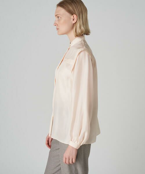 セール】 ウォッシャブルシルク スタンドカラーブラウス （シャツ