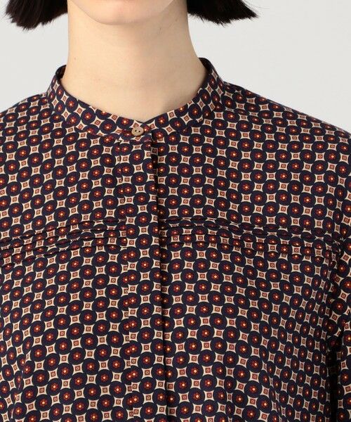 セール】 コモンフラワープリント スタンドカラーブラウス （シャツ