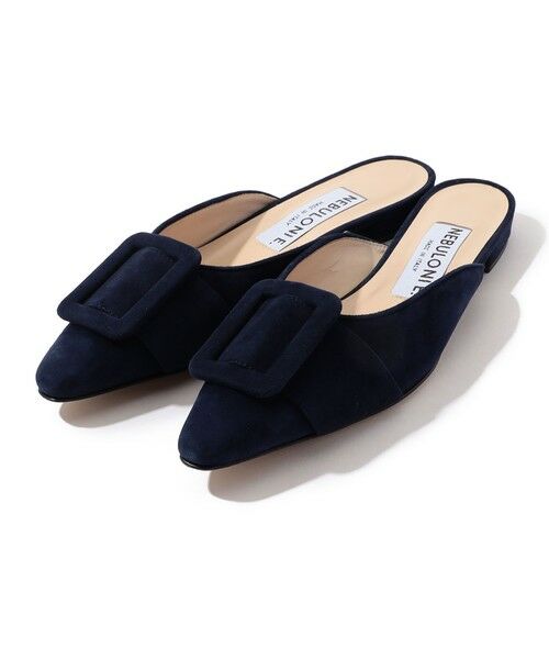 セール】 NEBULONIE スエード バックルミュールサンダル （フラット