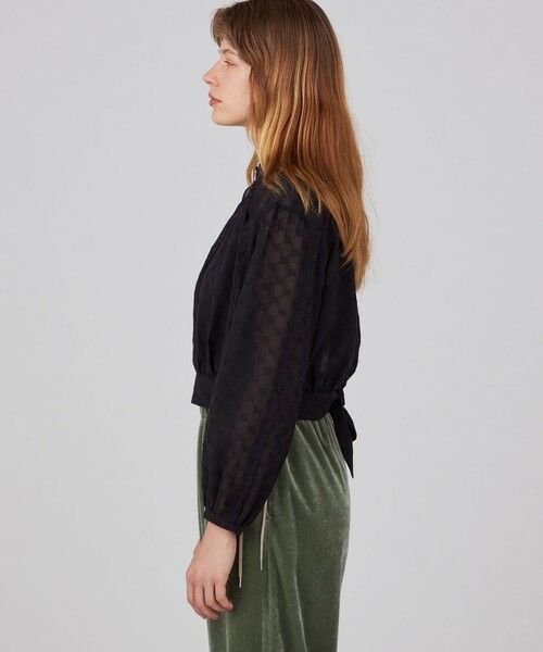 セール】 コットンガーゼエンブロイダリー フリルギャザーブラウス