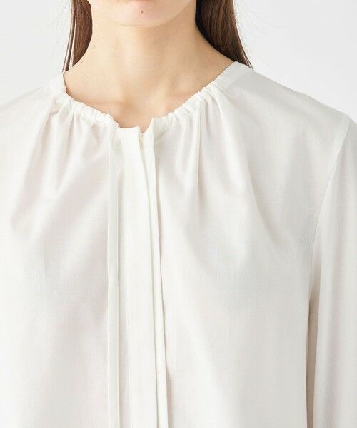 セール】 クリスタルコットン ギャザーVネックブラウス （シャツ