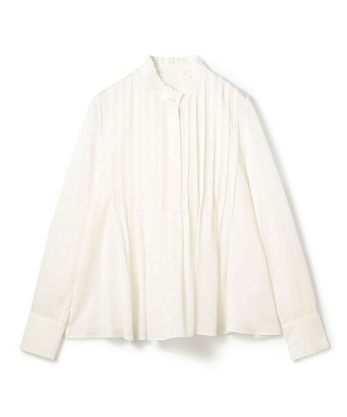 セール】 コットンシルクサテン タックフレアブラウス （シャツ