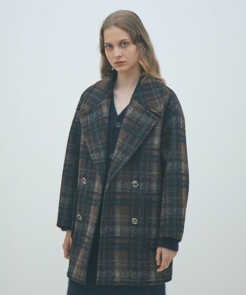 ボンディングチェック ダブルブレストコート （その他アウター
