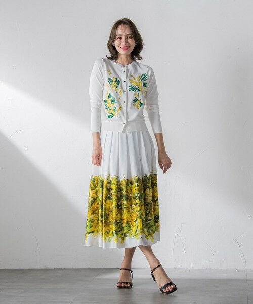 セール】 ミモザ刺繍カーディガン≪手洗い可能≫ （カーディガン