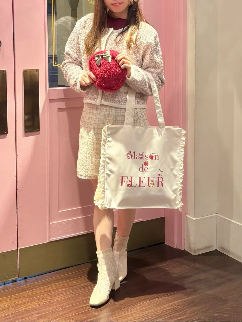 いちご新聞 フリルトートバッグ/Maison de FLEUR（メゾン ド フルール