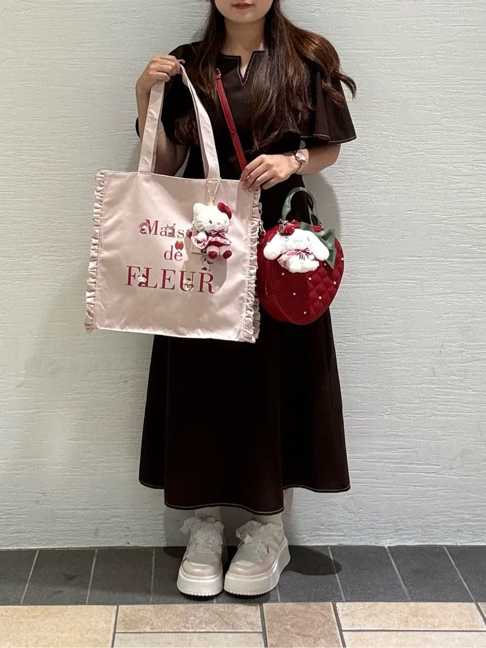 いちご新聞 フリルトートバッグ/Maison de FLEUR（メゾン ド フルール