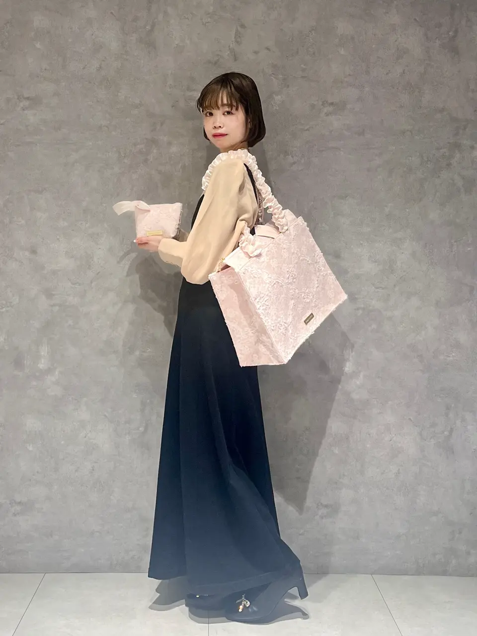 桜フリルハンドルスクエアトートMバッグ/Maison de FLEUR（メゾン ド