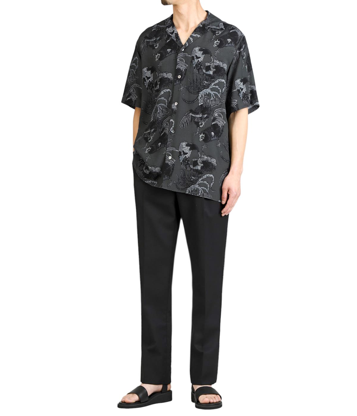 別注 RAYON SHORT SLEEVE ALOHA SHIRT (伊藤若冲 群鶏)（N25-RSH1000ex