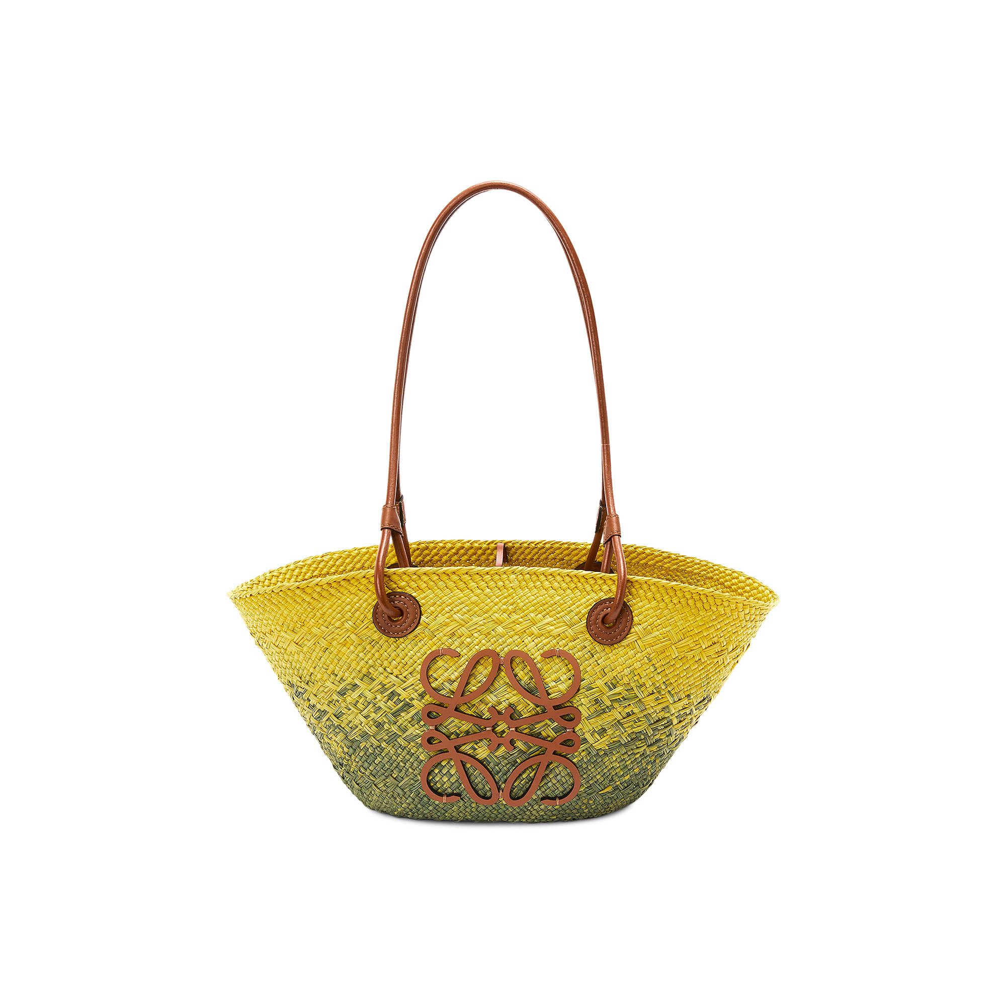 Buy Loewe Anagram Basket Small Bag 'Khaki Green/Yellow