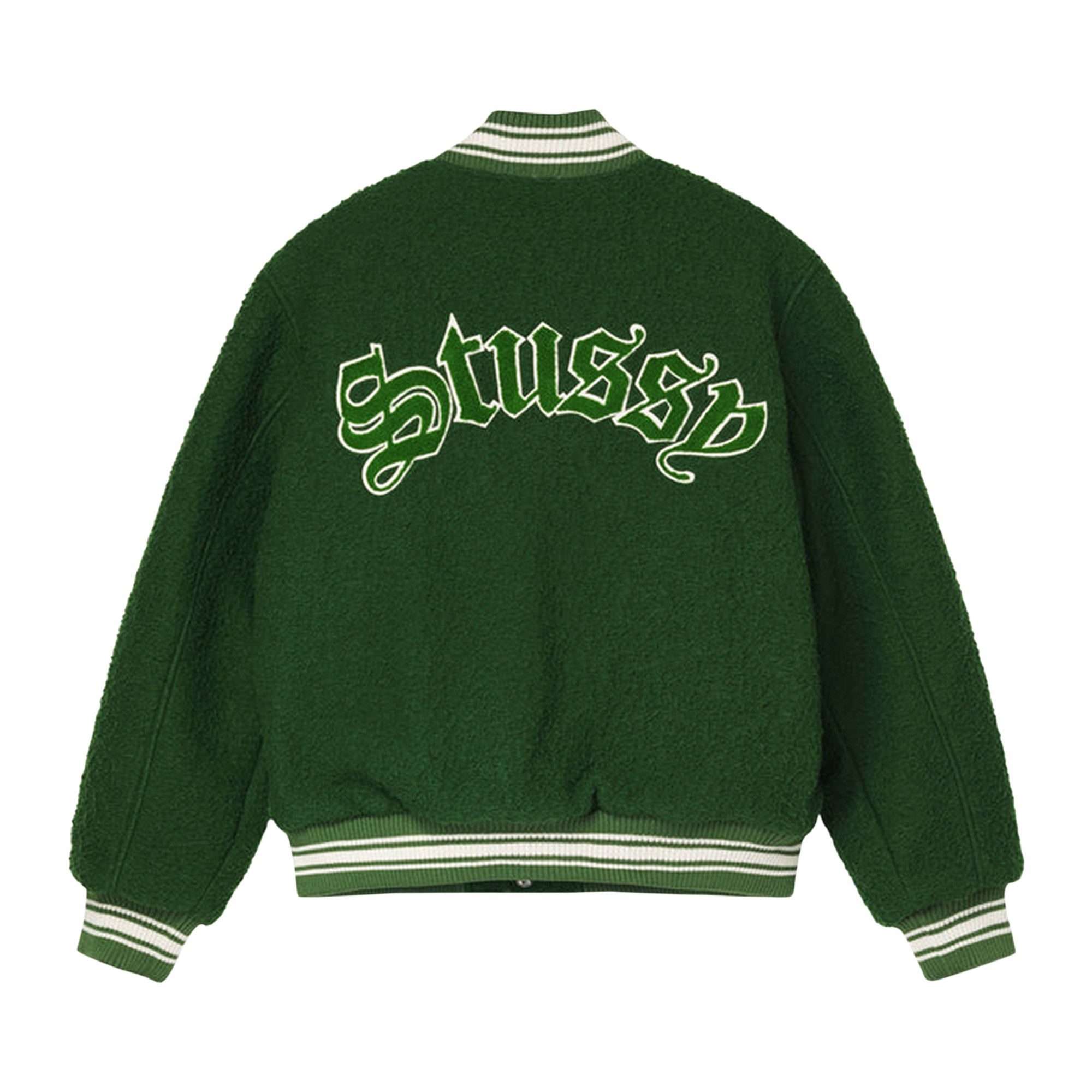 Buy Stussy Casentino Wool Varsity Jacket 'Green' - 115678 GREN | GOAT