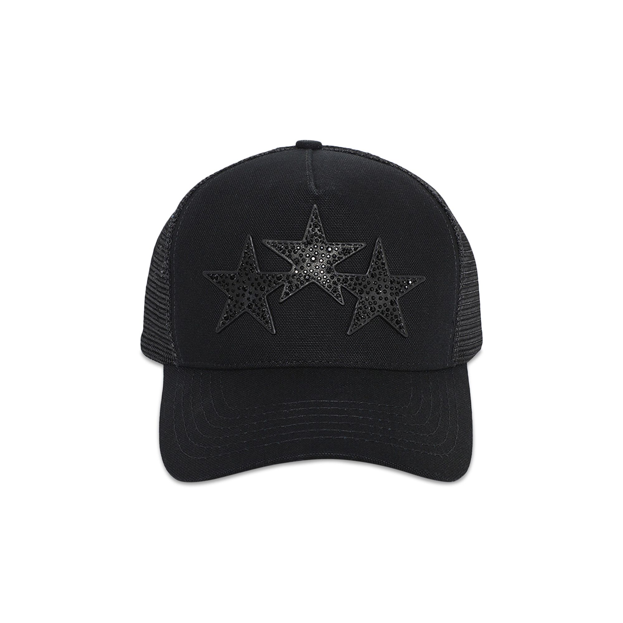 Buy Amiri Crystal 3 Star Trucker Hat 'Black Black' - AMHATR1017