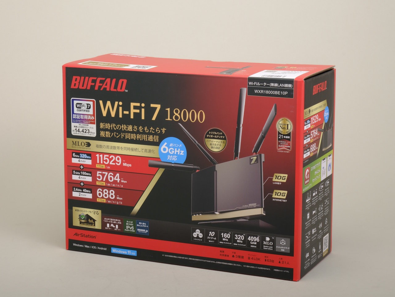 バッファローのWi-Fi 7ルーター「WXR18000BE10P」を試す 無線通信でも