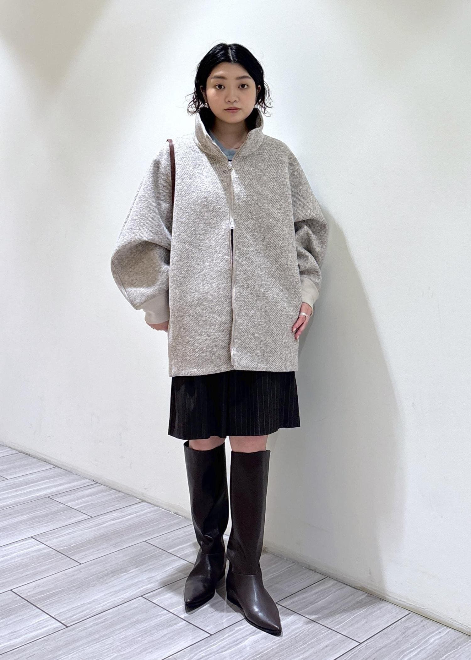 ヘリンボンツイードボンディングコーディガン / moeka / ADAM ET ROPÉ