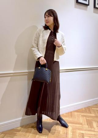 ROPÉ(ロペ) / ツイードZIPノーカラーカーディガン/イージーケア