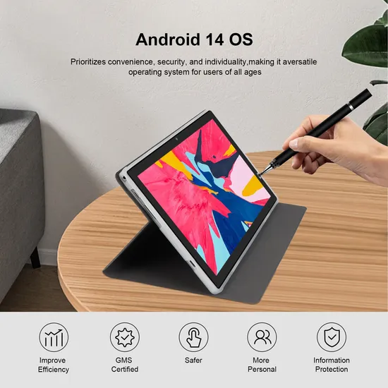 10-Inch Android 14 Tablet PC Adult Use WiFi Bt 5.0 1280*800 IPS