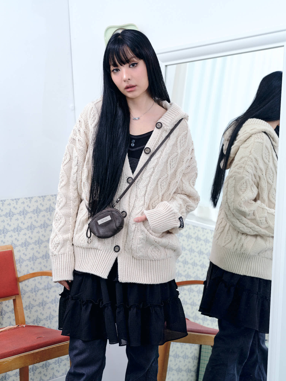 애즈온(ASON) ELO TWISTED HOOD CARDIGAN / IVORY - 사이즈 & 후기