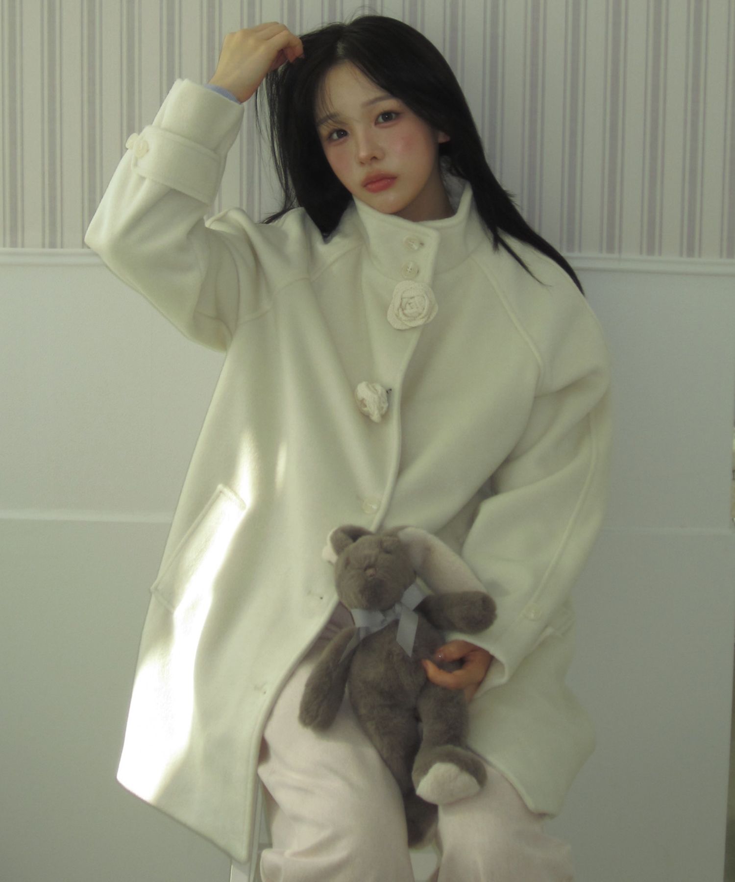 MUSINSA公式 | ILLIGO フレールハーフコートアイボリー