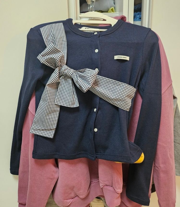 MUSINSA公式 | CRANK リボンタイドニットカーディガン_ネイビー