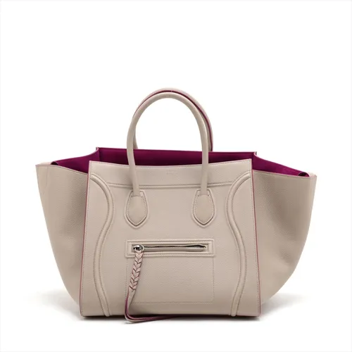 セリーヌ ラゲージ ファントム レザー トートバッグ パープル×ベージュ