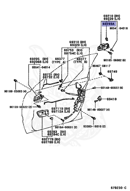 y TOYOTA OEM FACTORY PASSENGER SIDE EXTERIOR DOOR HANDLE ROD CLIP