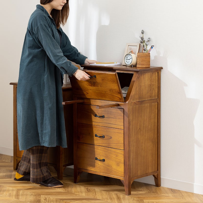 送料無料】 ライティングチェスト ライティングビューロー チェスト