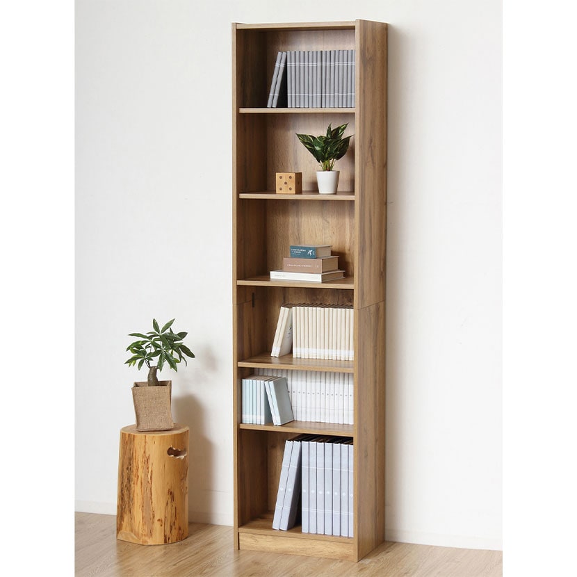 送料無料】 らくらく組立 本棚 書棚 6段 可動棚 木製 シェルフ