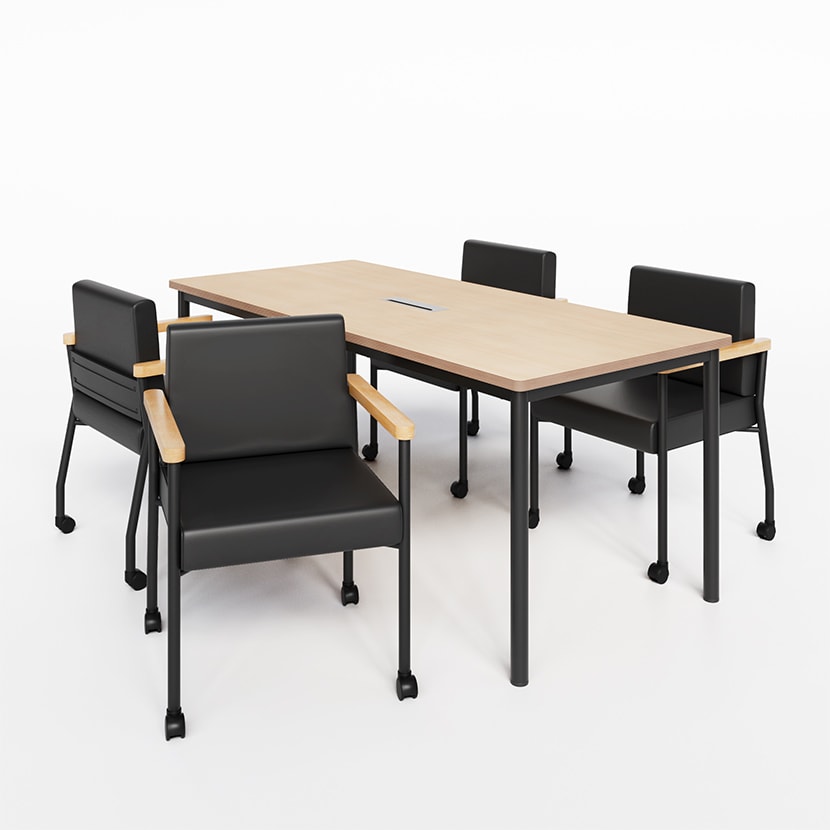 送料無料】 【4人用 会議セット】配線ボックス付き 会議テーブル 1800