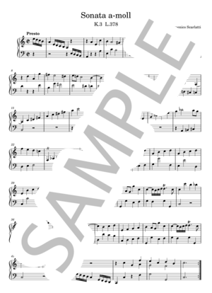 楽譜】ソナタ イ短調 K.3 L.378 / ドメニコ・スカルラッティ