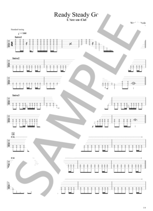 楽譜】READY STEDAY GO / ギタータブ譜｜ざっくり完コピできるVer. / L