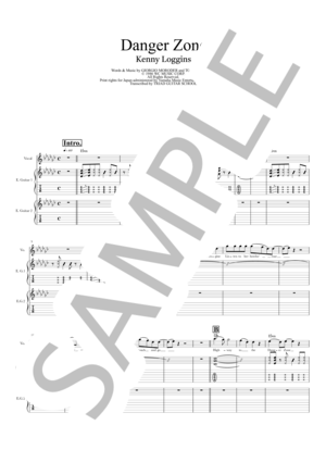 楽譜】DANGER ZONE / ギタースコア TAB譜 / ケニー・ロギンス (エレキ